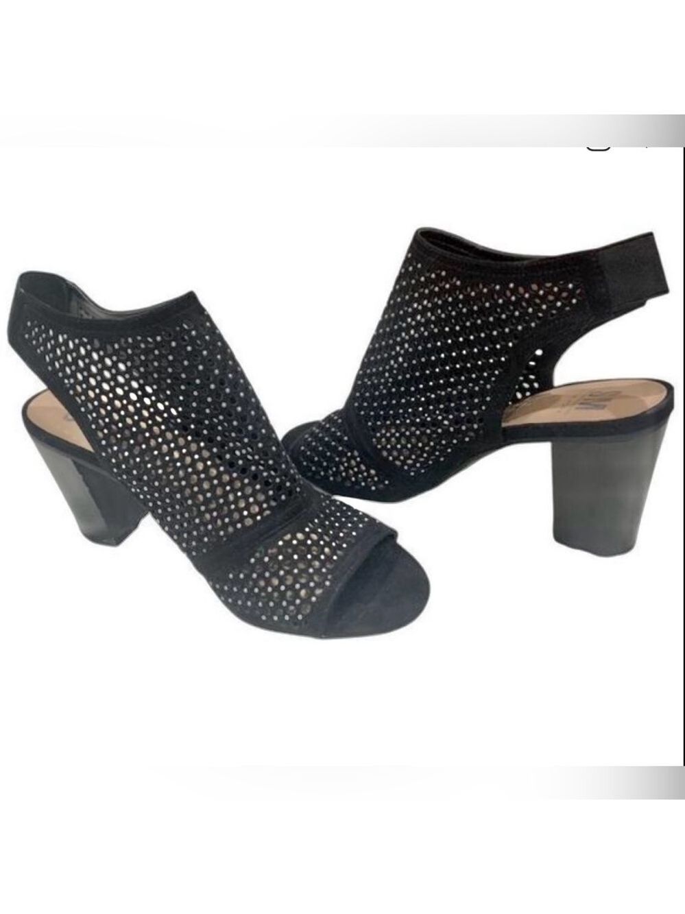 NEW! Black Slingback Peep Toe Heeled Sandal Sz 9.5